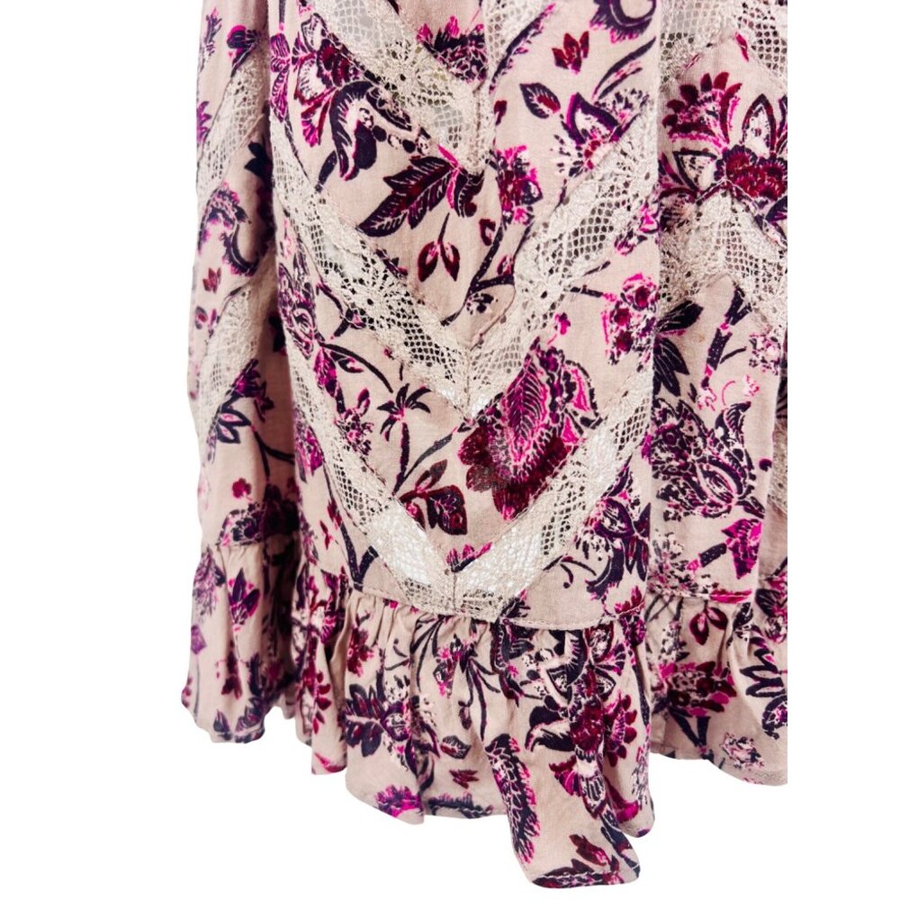 Free People Purple Floral Voile & Lace Trapeze Slip Dress | Boho Grunge Fairy M - Picture 10 of 16